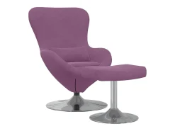 Silla Huevo con Puff Morado Terciopelo