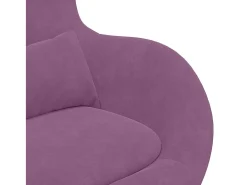 Silla Huevo con Puff Morado Terciopelo