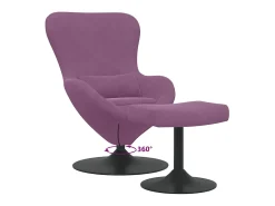 Silla Huevo con Puff Morado Terciopelo