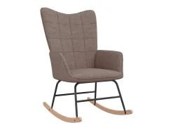 Silla mecedora con reposapiés tela gris taupe ES44386