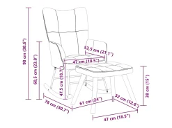 Silla mecedora con reposapiés terciopelo crema