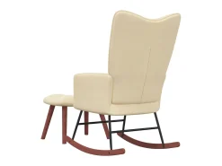 Silla mecedora con reposapiés terciopelo crema ES42156