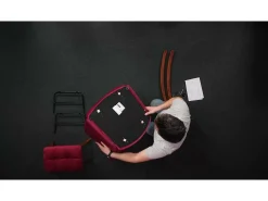 Silla mecedora con reposapiés terciopelo rosa