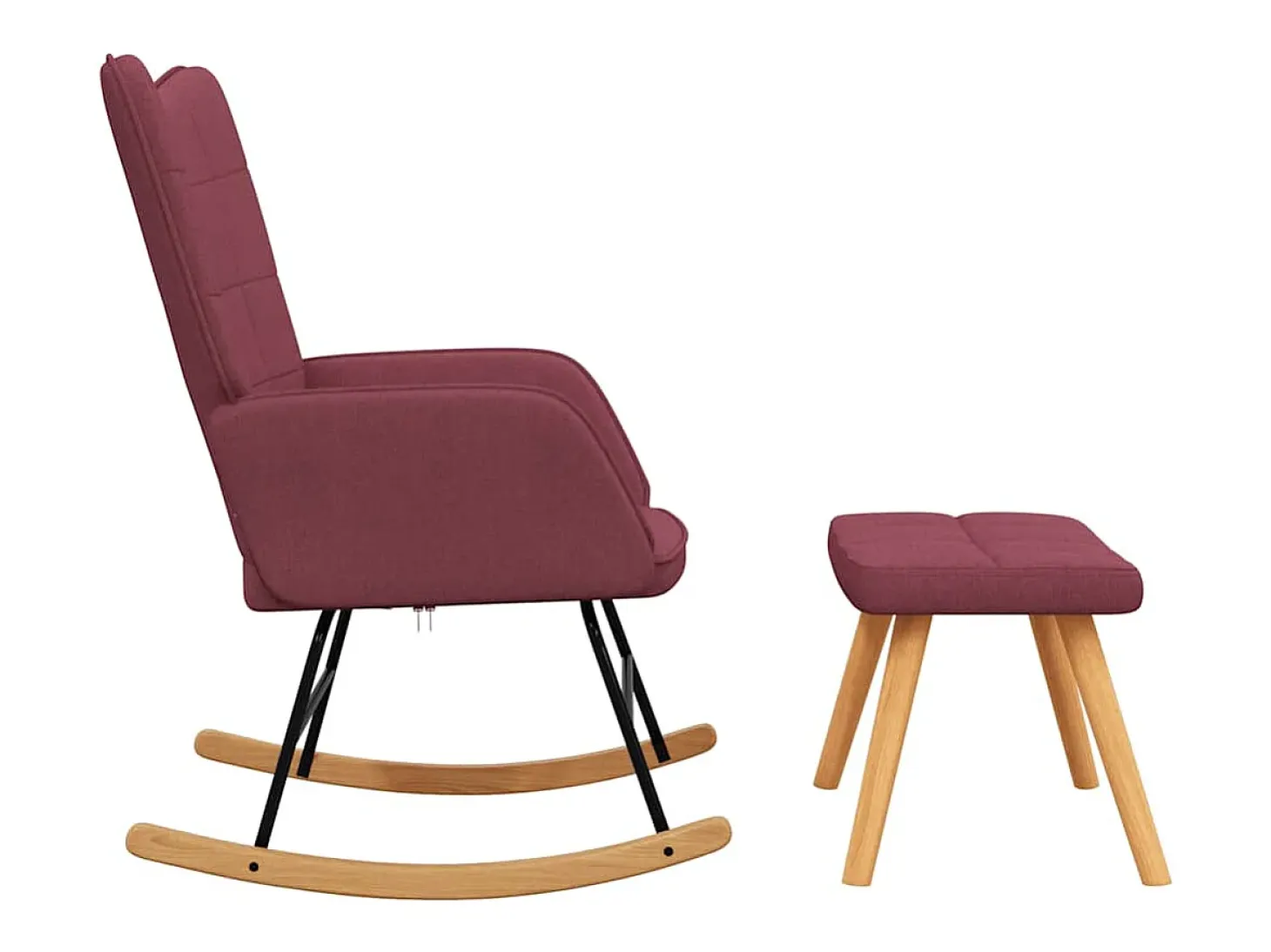 Silla mecedora con reposapiés tela rojo tinto