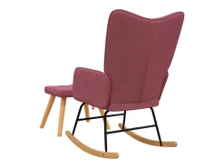 Silla mecedora con reposapiés tela rojo tinto
