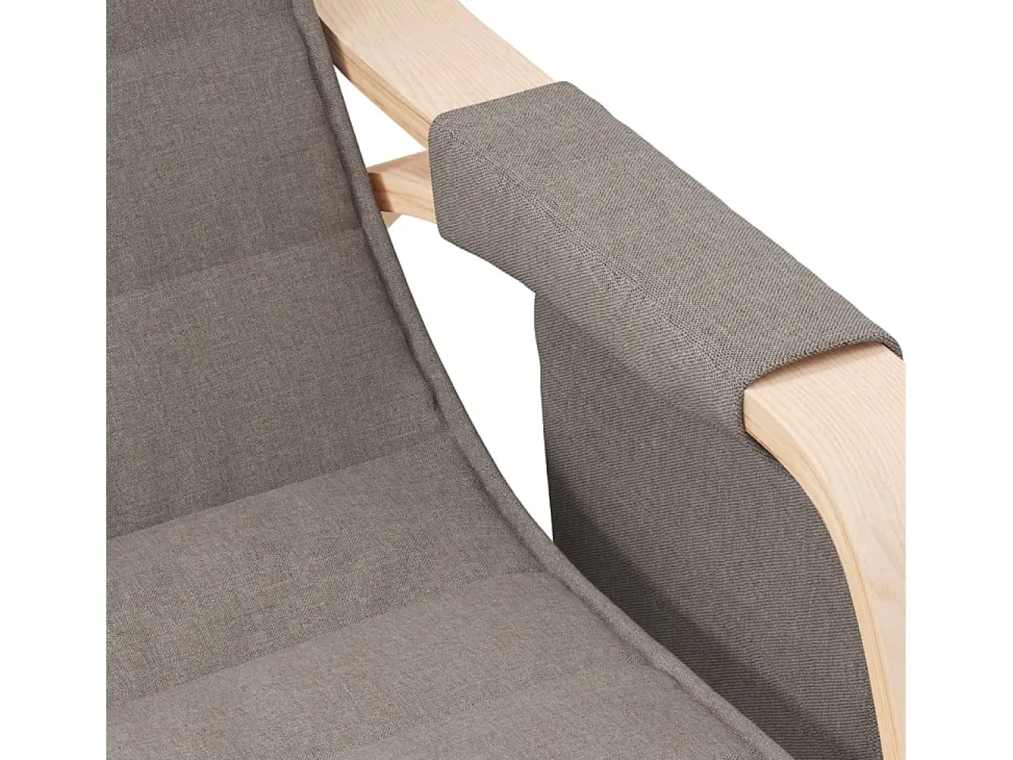 Silla mecedora de tela gris taupe