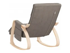 Silla mecedora de tela gris taupe