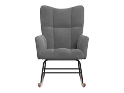 Silla mecedora de terciopelo gris oscuro