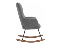 Silla mecedora de terciopelo gris oscuro