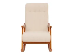 Silla mecedora MCW-K10, crema, estructura con acabado imitación nogal
