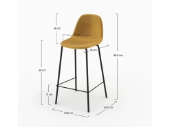 Silla para isla central de terciopelo amarillo de 65 cm - Henrik