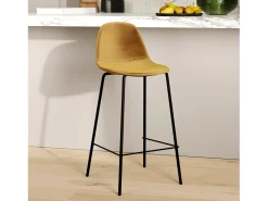 Silla para isla central de terciopelo amarillo de 65 cm - Henrik