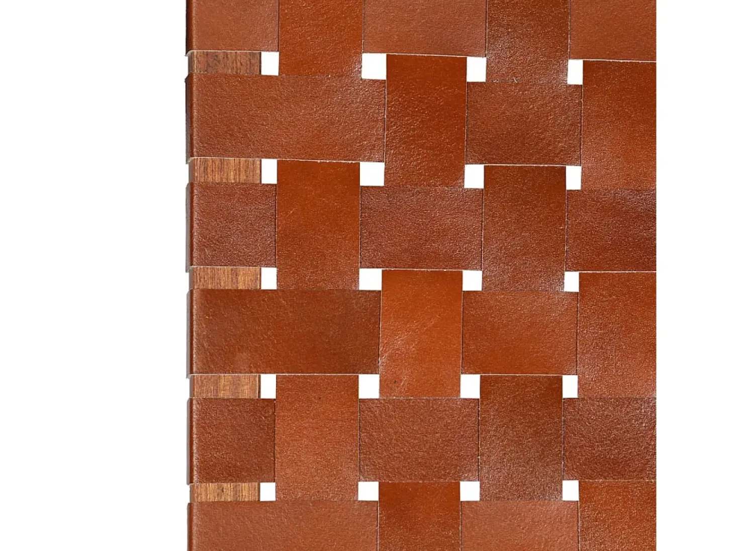 Silla plegable de tiras cruzadas de cuero auténtico marrón