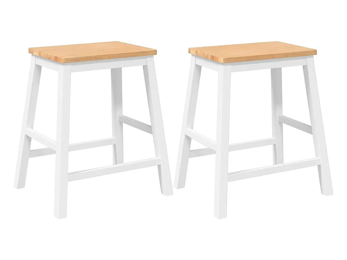 Sillas de bar 2 piezas madera maciza de caucho blanca