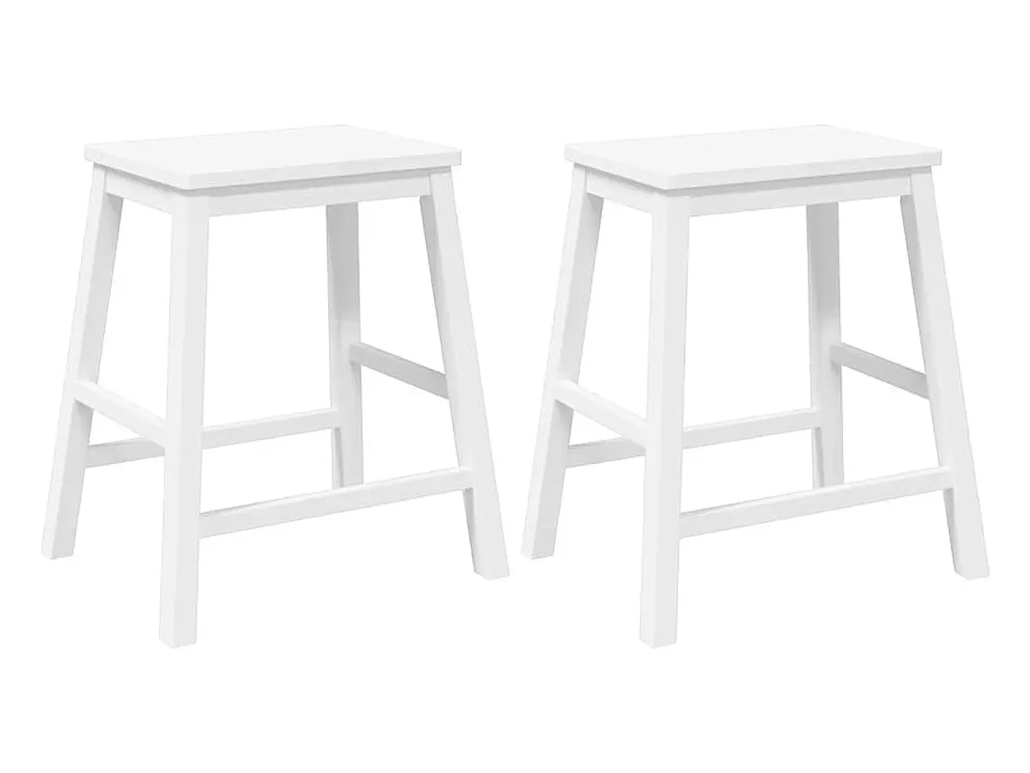 Sillas de bar 2 piezas madera maciza de caucho blanca