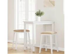 Sillas de bar con cojines 2 piezas madera maciza de caucho blanca
