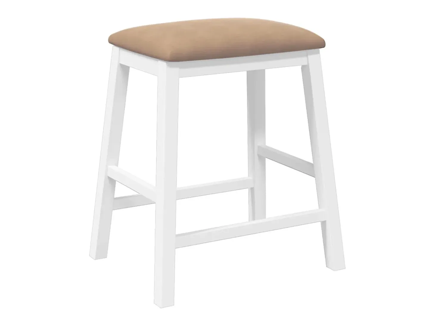 Sillas de bar con cojines 2 piezas madera maciza de caucho blanca