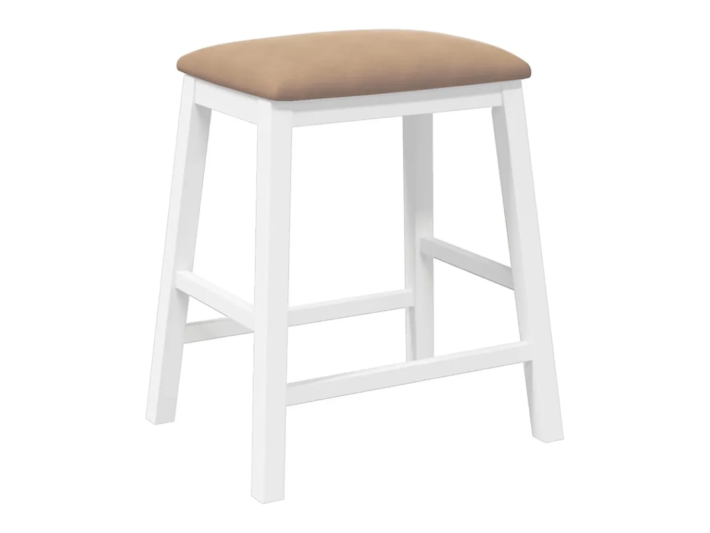 Sillas de bar con cojines 2 piezas madera maciza de caucho blanca