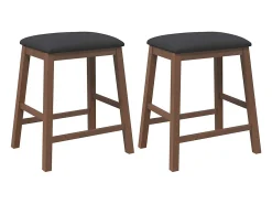 Sillas de bar con cojines 2 uds madera maciza marrón caucho