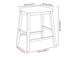 Sillas de bar con cojines 2 uds madera maciza marrón caucho