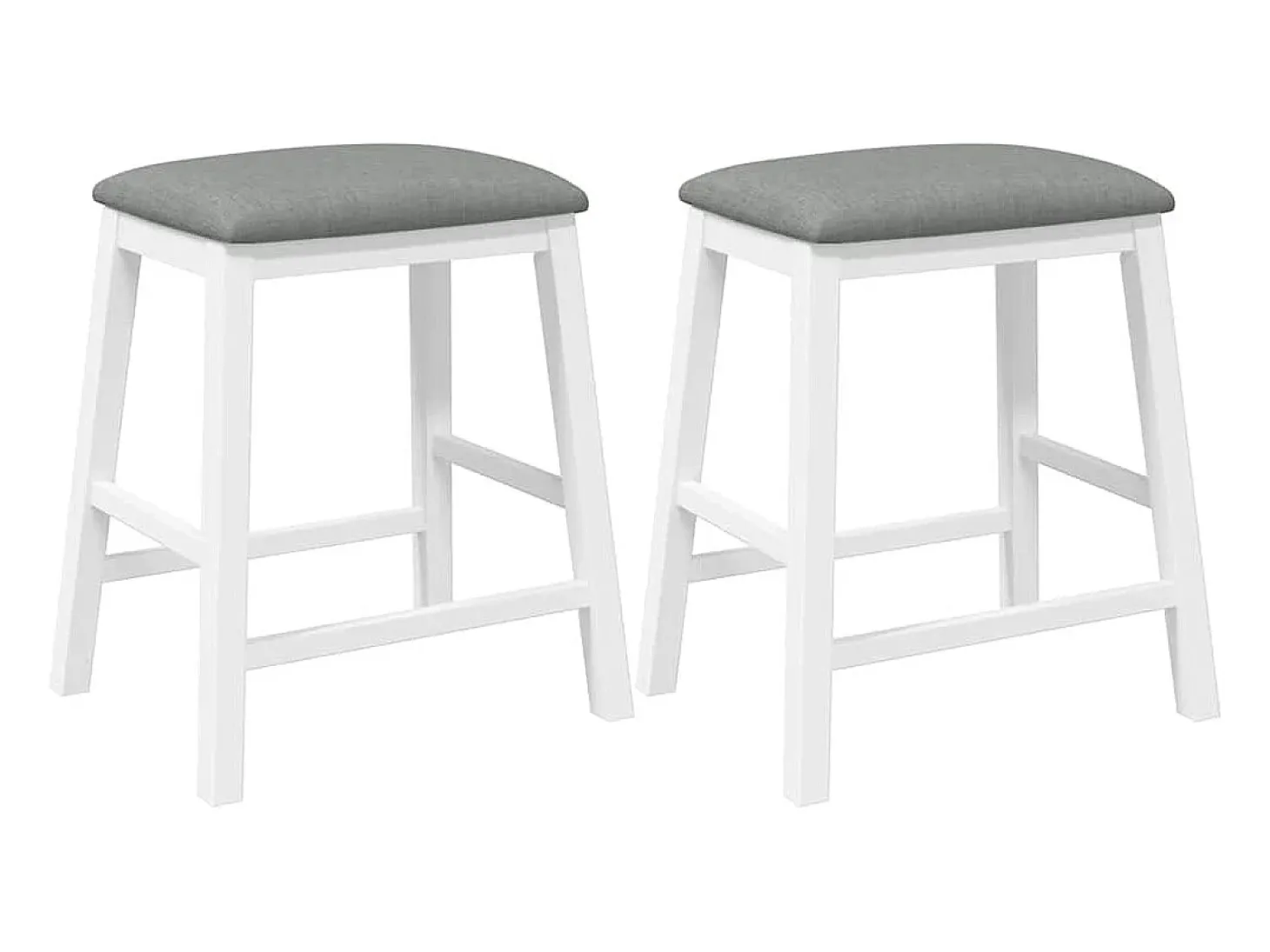 Sillas de bar con cojines 2 uds madera maciza blanca caucho