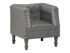 Sillón | Silla de cuero auténtico gris SHL3458