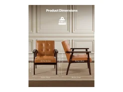 Sillón Auxiliar SucceBuy, con Estructura de Madera Maciza y Patas Antideslizantes, Silla Decorativa con Cuero Sintético y Cojín Mullido, para Dormitorio, Despacho