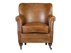 Sillón Boskane de cuero marrón