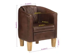 Sillón butaca de cuero auténtico marrón claro