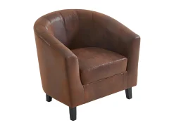 Sillón cabriolet de microfibra envejecida marrón CRISTOBAL II