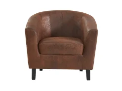 Sillón cabriolet de microfibra envejecida marrón CRISTOBAL II