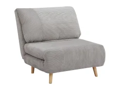 Sillón cama de terciopelo de canalé gris claro PALULA