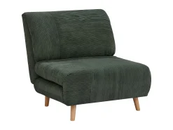 Sillón cama de terciopelo de canalé verde oscuro PALULA