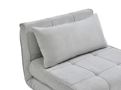 Sillón cama en tela gris claro y patas de madera CHILA