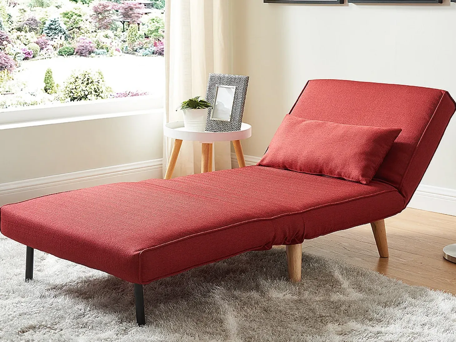 Sillón cama POSIO de tela - Rojo - L.74xAn.78xAlt.75 cm