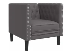 Sillón Chesterfield de cuero artificial gris