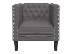 Sillón Chesterfield de cuero artificial gris