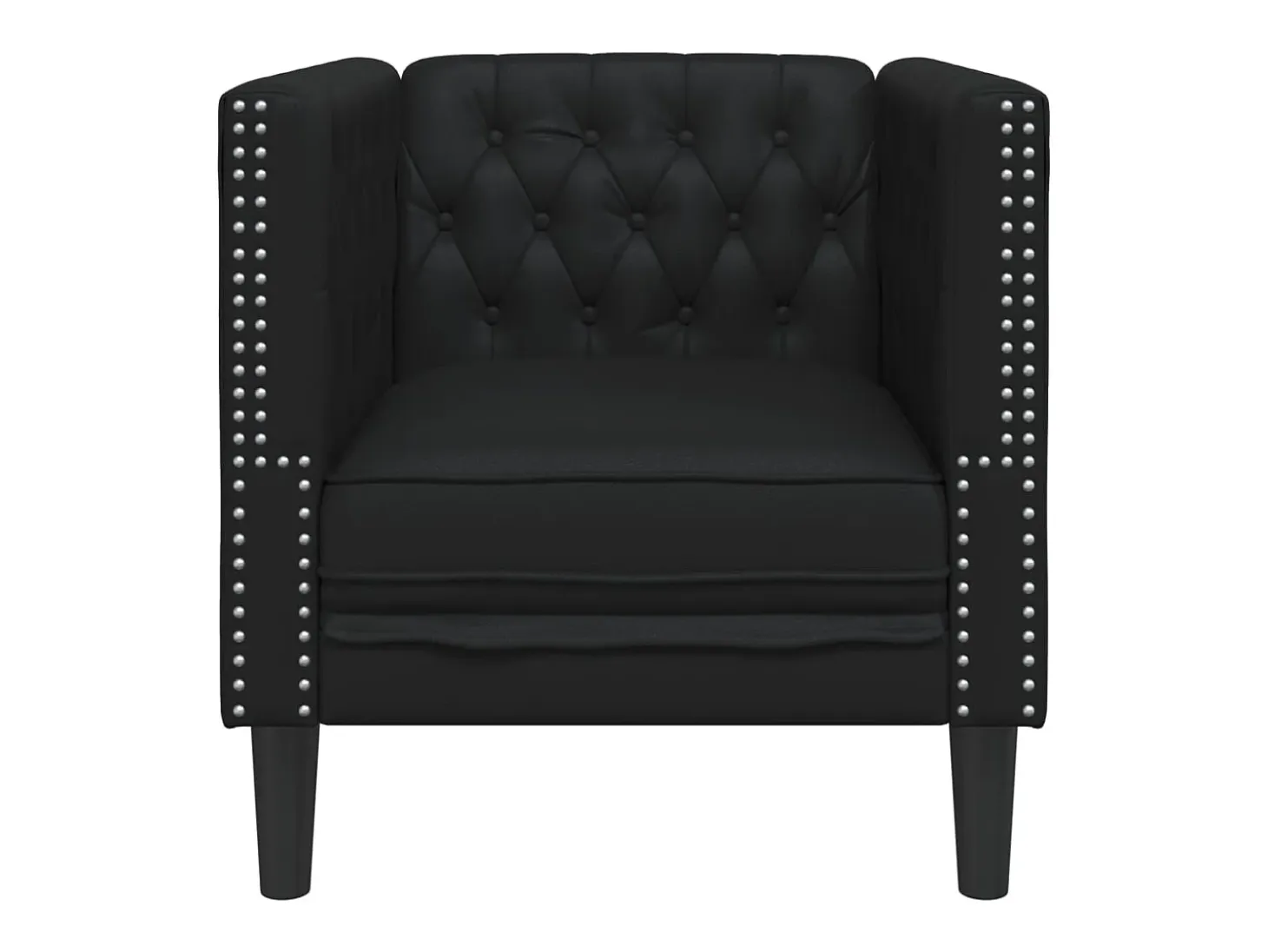 Sillón Chesterfield de piel sintética negra
