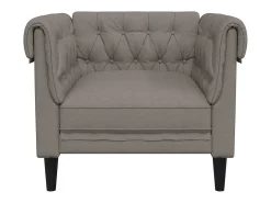 Sillón Chesterfield de tela gris taupé