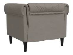 Sillón Chesterfield de tela gris taupé