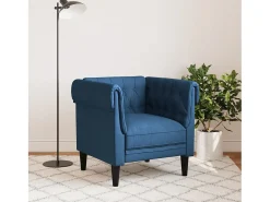 Sillón Chesterfield de tela azul