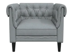 Sillón Chesterfield de tela gris claro