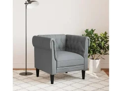 Sillón Chesterfield de tela gris claro
