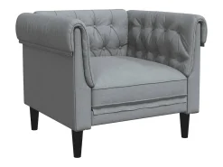 Sillón Chesterfield de tela gris claro