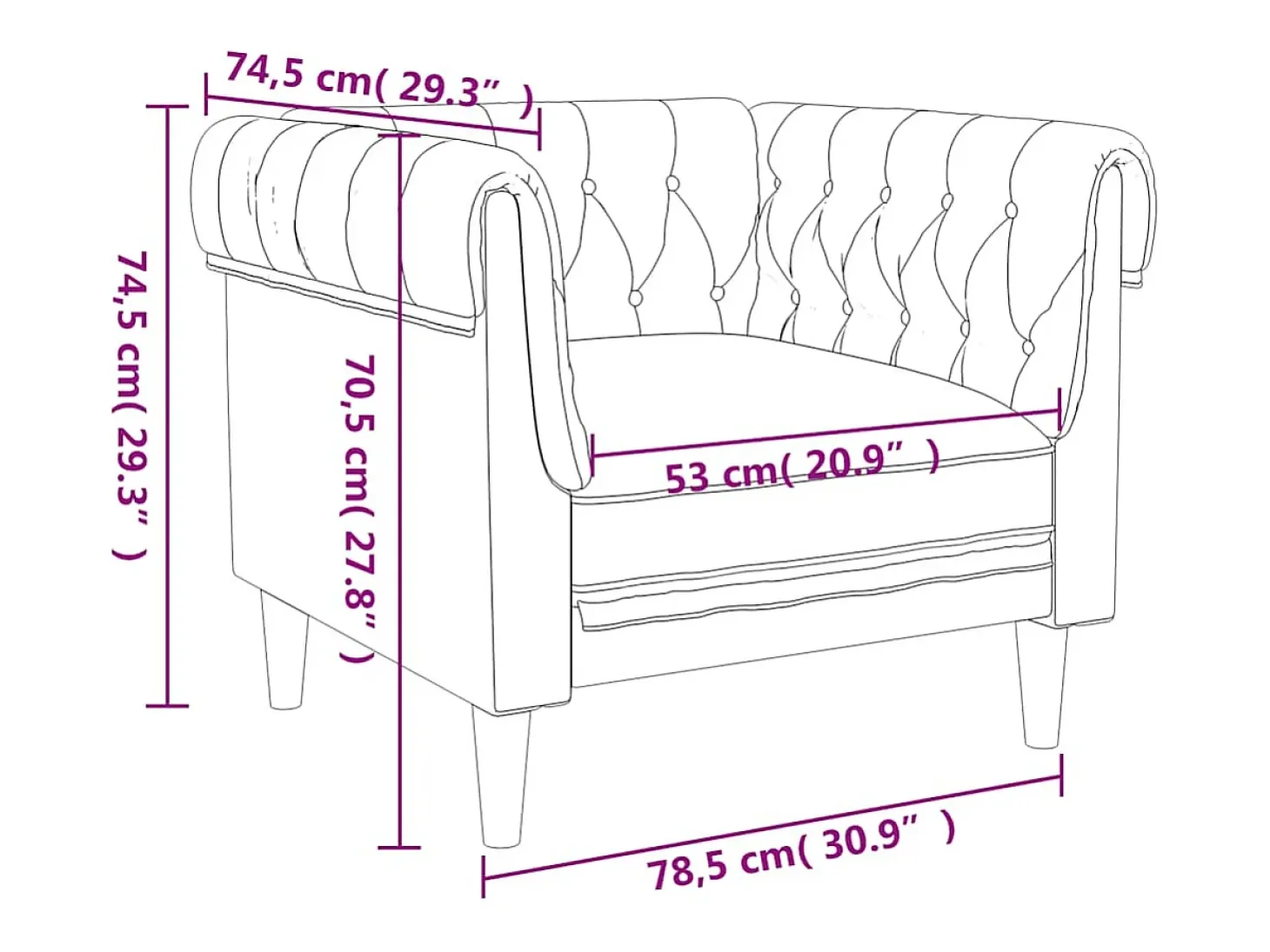 Sillón Chesterfield de tela azul