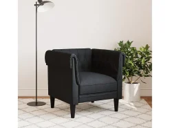 Sillón Chesterfield de tela negro