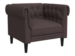 Sillón Chesterfield de tela marrón oscuro