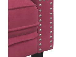Sillón Chesterfield de terciopelo artificial rojo tinto