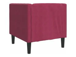 Sillón Chesterfield de terciopelo artificial rojo tinto
