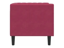 Sillón Chesterfield de terciopelo artificial rojo tinto